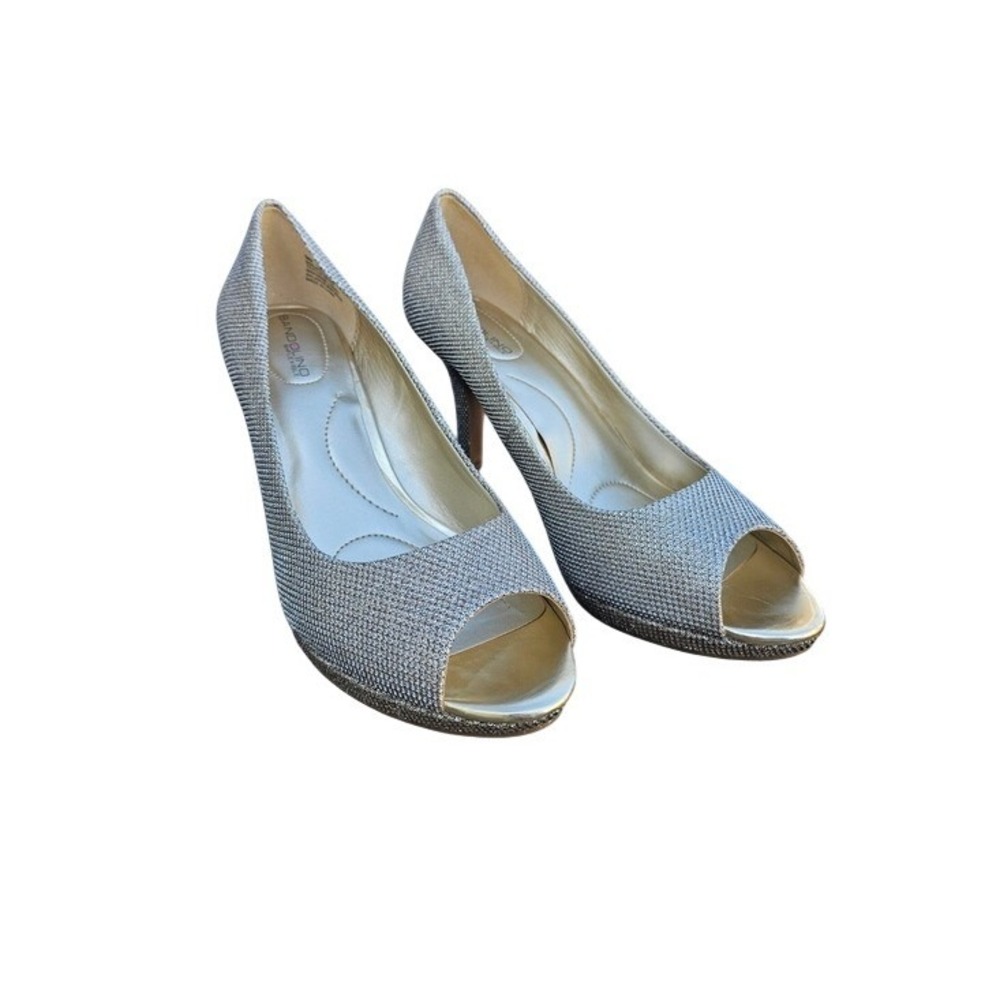 Bandolino Rainaa Peep Toe Pumps 9 Gold Metallic Heels Going Out Gala Formal ~